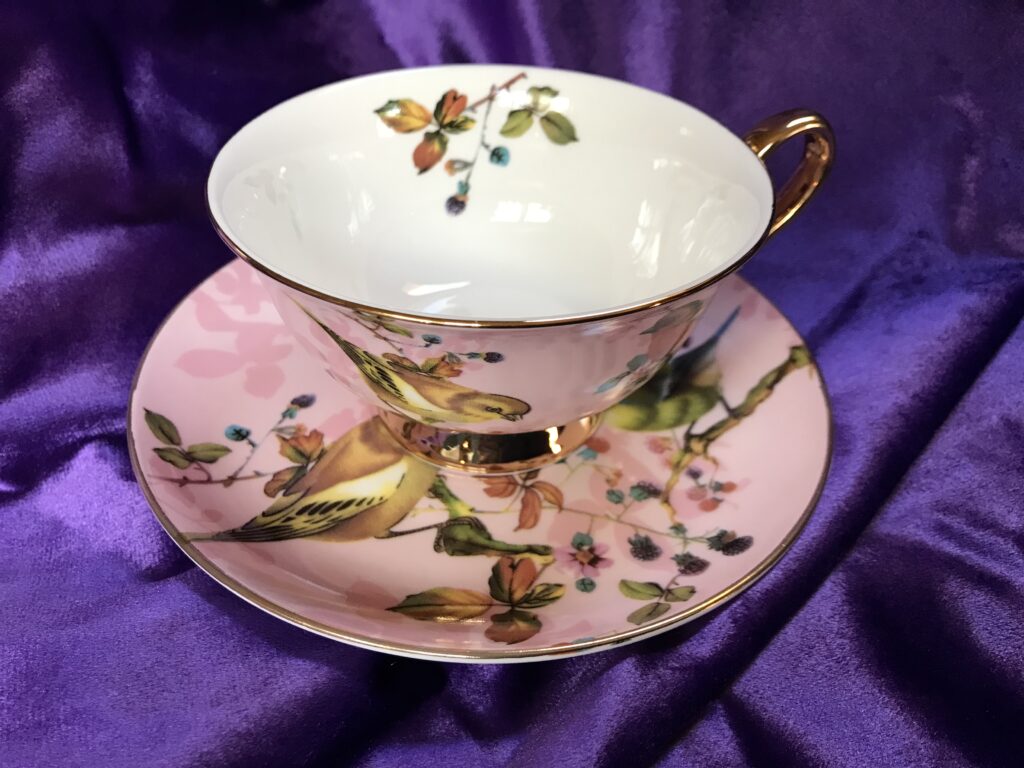 Birds and Flowers Tea Cup Green Salmon Coffee Company