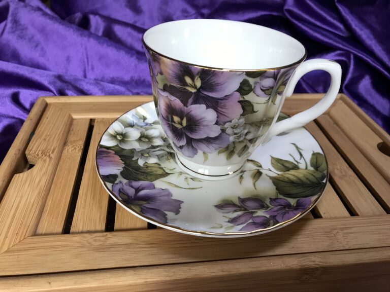Purple Pansy Tea Cup Green Salmon Coffee Company